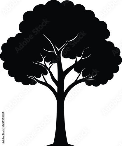 Poplar Tree Isolated Silhouette Vector Art Elegant Forest Element with Natural Landscape Design