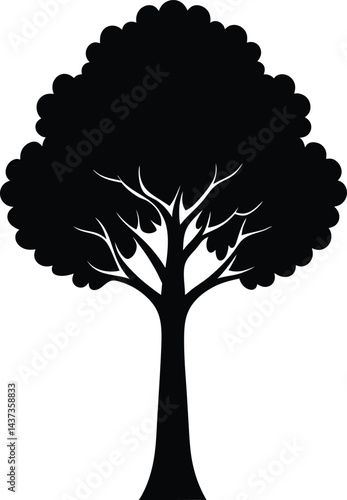 Poplar Tree Isolated Silhouette Vector Art Elegant Forest Element with Natural Landscape Design