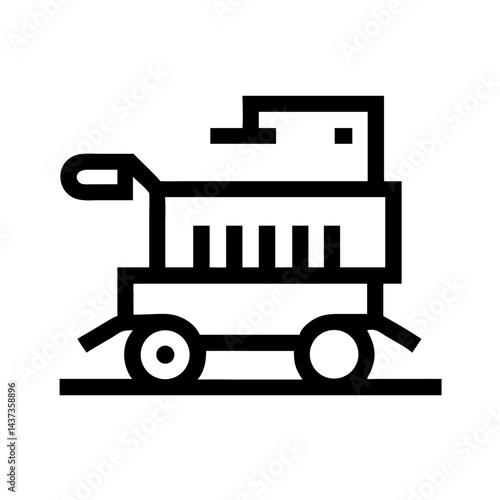 Farming Combine Harvester Agricultural Machine Icon Design