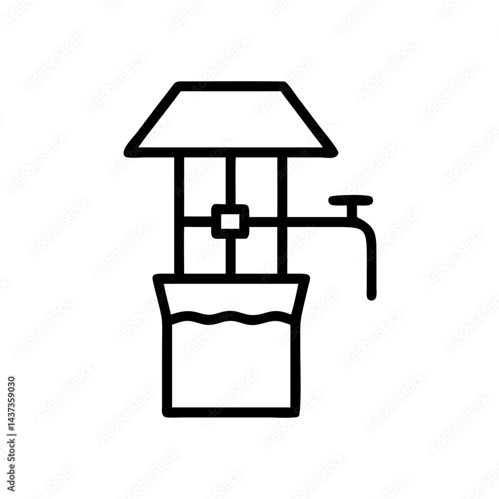 Farm Water Well Supply Source Icon Design Farm Water Well Supply Source Icon Design