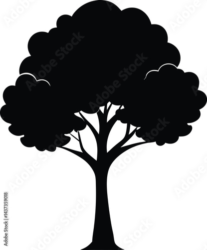 Poplar Tree Isolated Silhouette Vector Art Elegant Forest Element with Natural Landscape Design