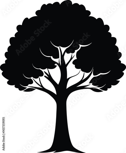 Poplar Tree Isolated Silhouette Vector Art Elegant Forest Element with Natural Landscape Design