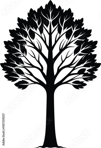 Poplar Tree Isolated Silhouette Vector Art Elegant Forest Element with Natural Landscape Design