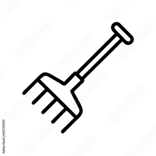 Garden Rake Tool Landscaping Equipment Icon Design