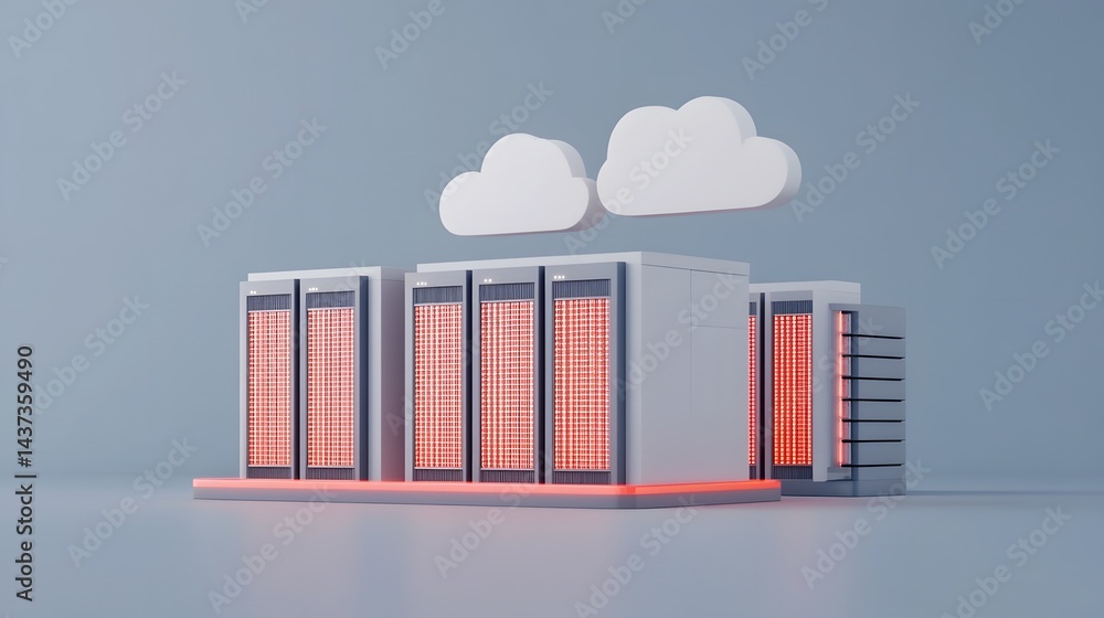 Obraz premium AI-Powered Data Center with Advanced Cloud Computing and Storage Solutions