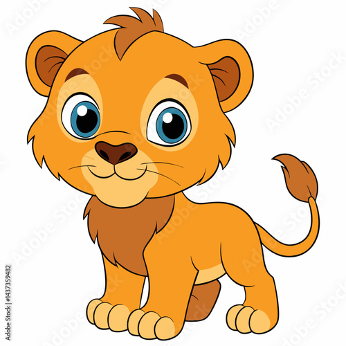 Cute baby lion cartoon isolated on white background




