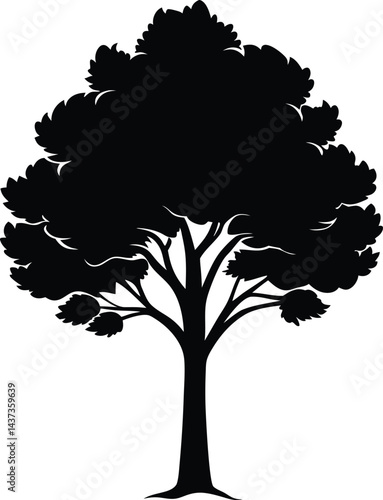Poplar Tree Isolated Silhouette Vector Art Elegant Forest Element with Natural Landscape Design