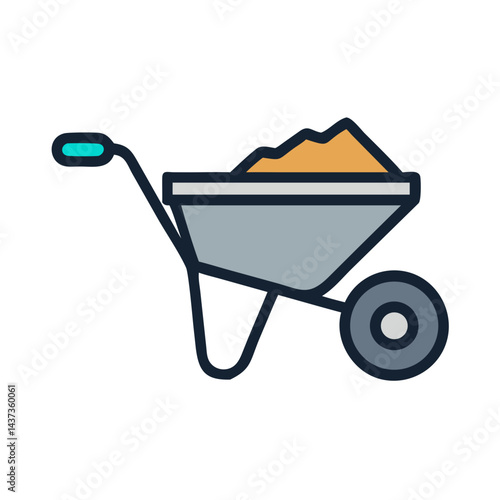 Manual Wheelbarrow Garden Cart Icon Design