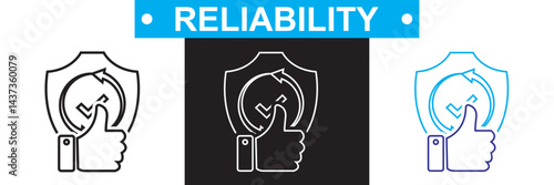 Reliability icon. Vector for websites, mobile interfaces, presentations, banner, visual branding etc. Vector illustration. isolated on white and black background. EPS 10
