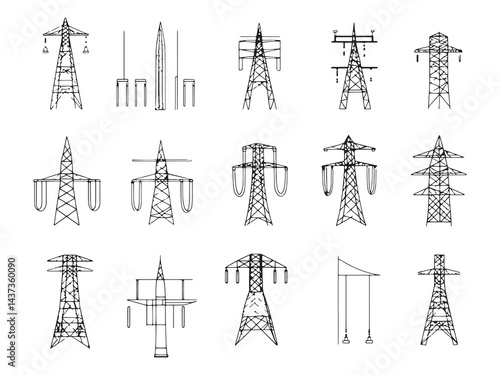 Electric Grid line art icon smart grid technology