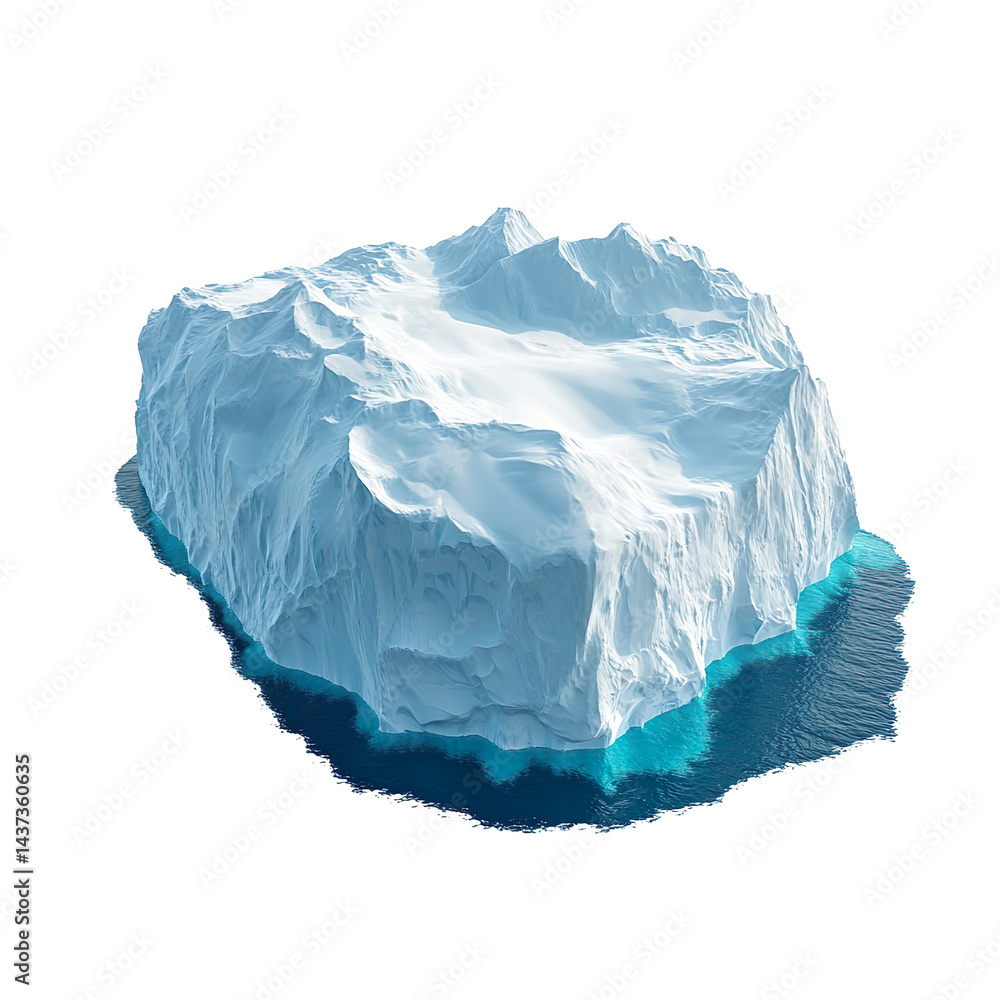 Solitary Iceberg in Calm Waters on a Transparent Background Solitary Iceberg in Calm Waters on a Transparent Background