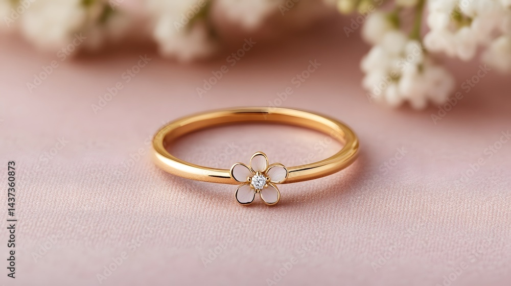 Delicate Golden Flower Ring - Minimalist Jewelry Design with Elegance and Balance Delicate Golden Flower Ring - Minimalist Jewelry Design with Elegance and Balance