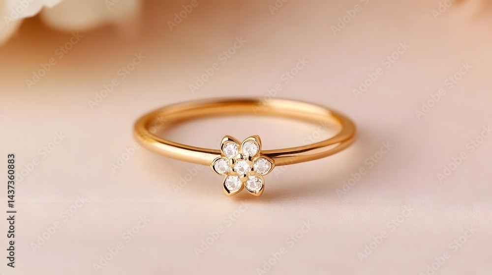 Minimalist Golden Flower Ring Showcasing Elegant Accessory with Harmonious Balance Minimalist Golden Flower Ring Showcasing Elegant Accessory with Harmonious Balance