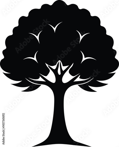 Sycamore Tree Isolated Silhouette Vector Art Elegant Forest Element with Natural Landscape Design