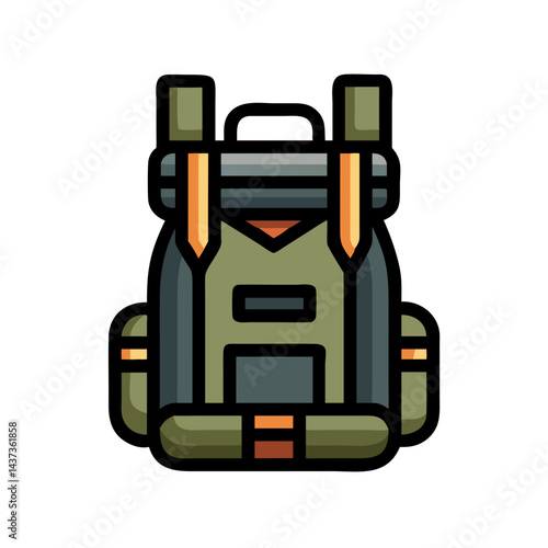 Tactical Backpack Gear Equipment Icon Design