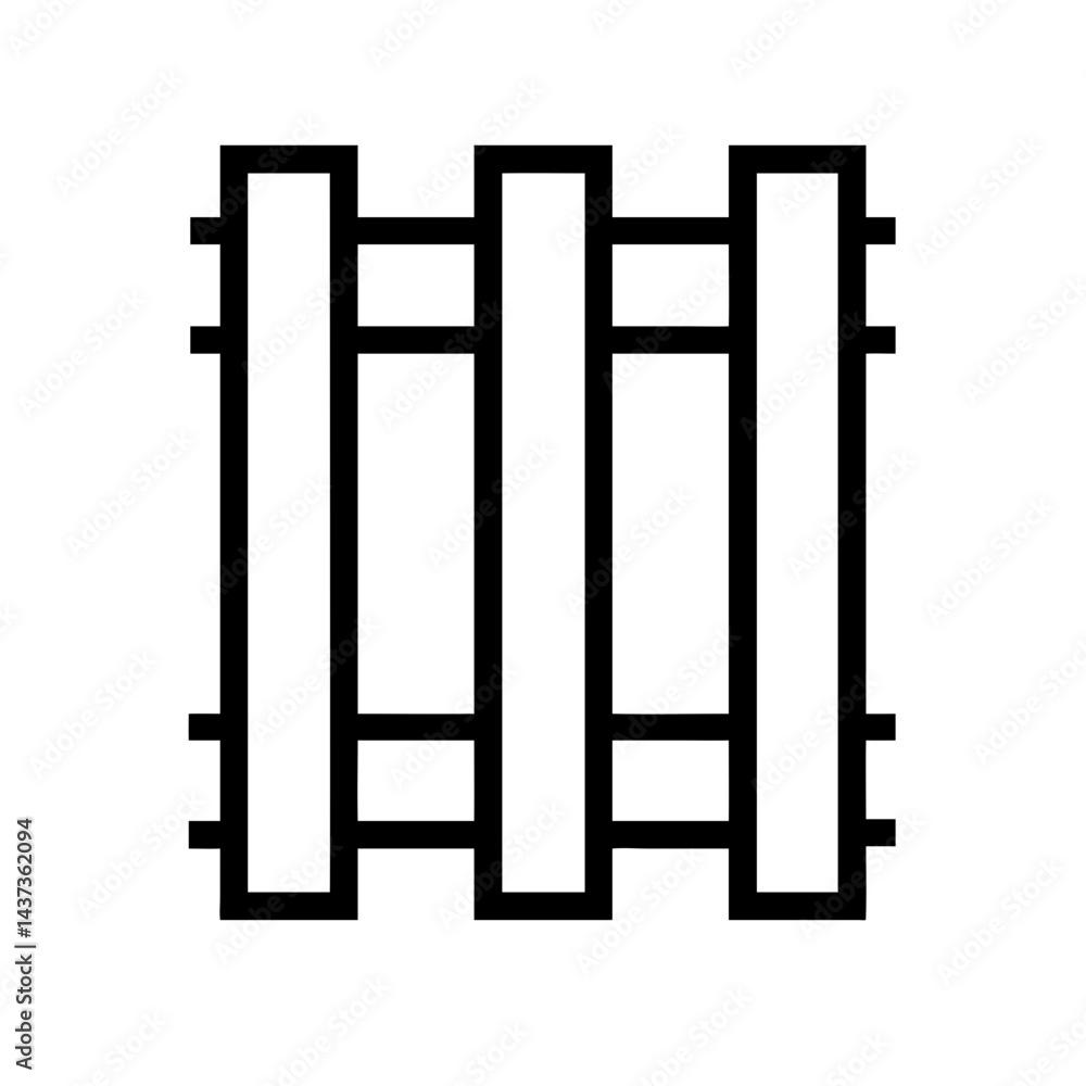 Wooden Fence Panel Structure Icon Design Wooden Fence Panel Structure Icon Design