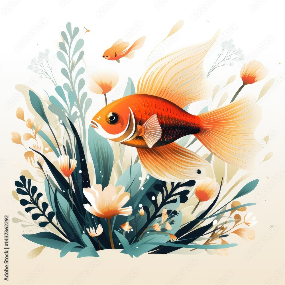 Naklejka premium goldfish in aquarium