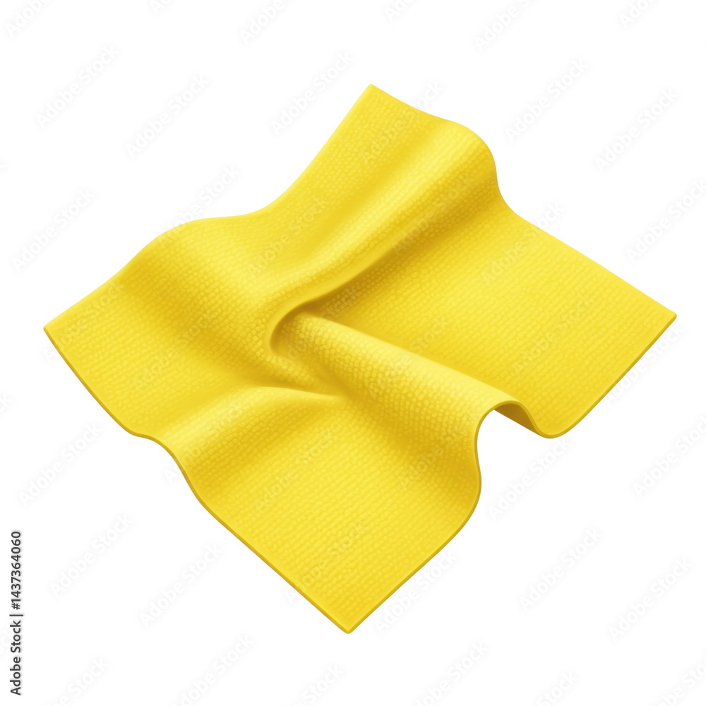 Yellow cleaning cloth soft texture fabric isolated household bright clean wavy