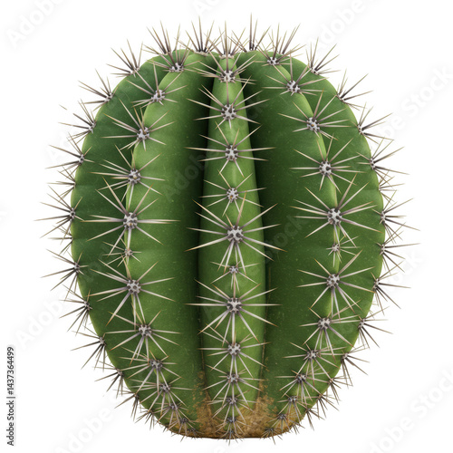 Obraz na płótnie Green cactus, spiky plant, desert succulent, isolated on white, natural texture w salonie