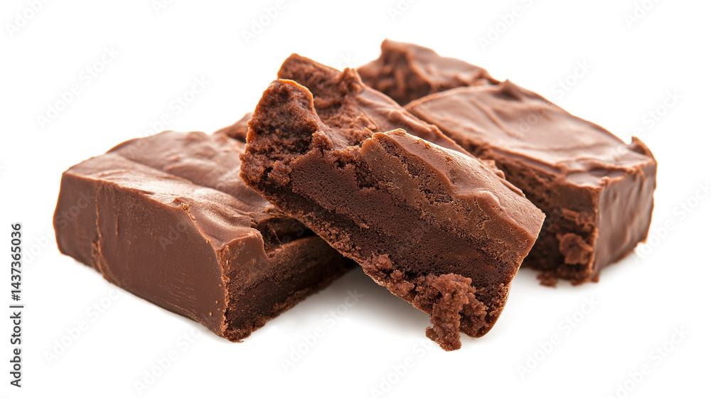 A piece of chocolate cake is cut into three pieces A piece of chocolate cake is cut into three pieces
