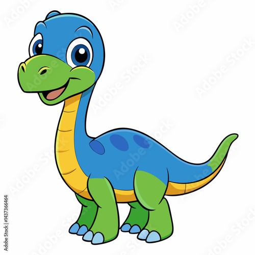 Cute Parasaurolophus Dinosaur Cartoon isolated on white background
