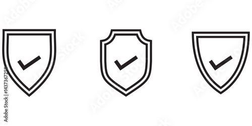Shield check mark icon or security shield protection icon with tick symbol eps 10