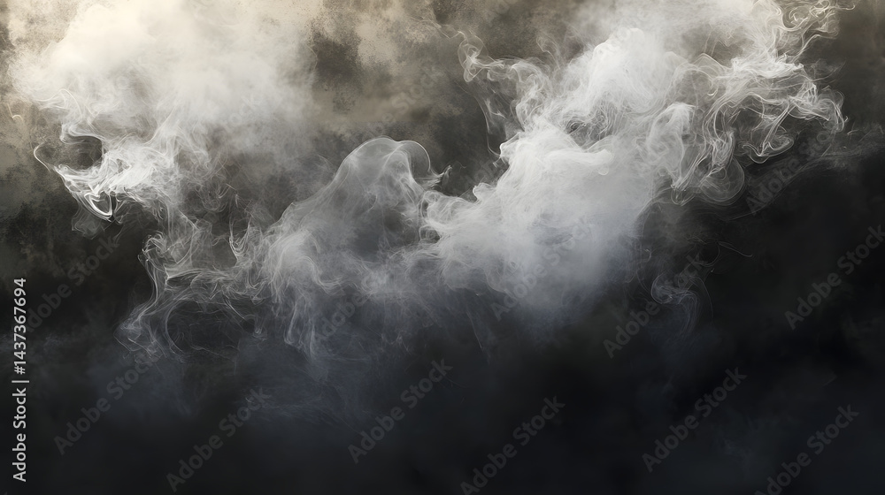 Fototapeta premium Realistic White Smoke Border on Black Background