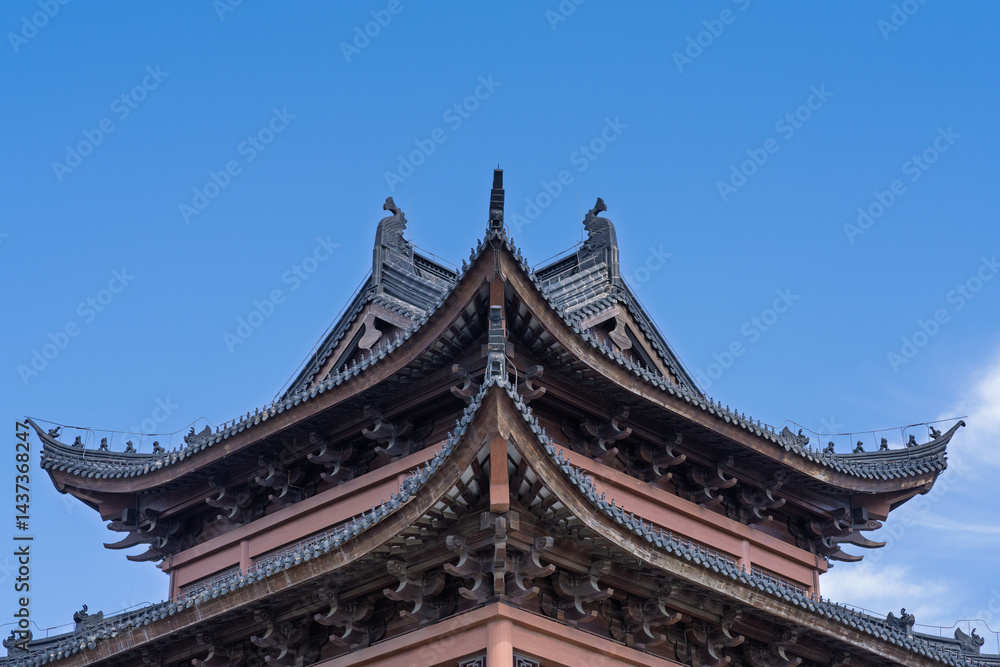 The upward perspective of Chinese pavilions and towers The upward perspective of Chinese pavilions and towers
