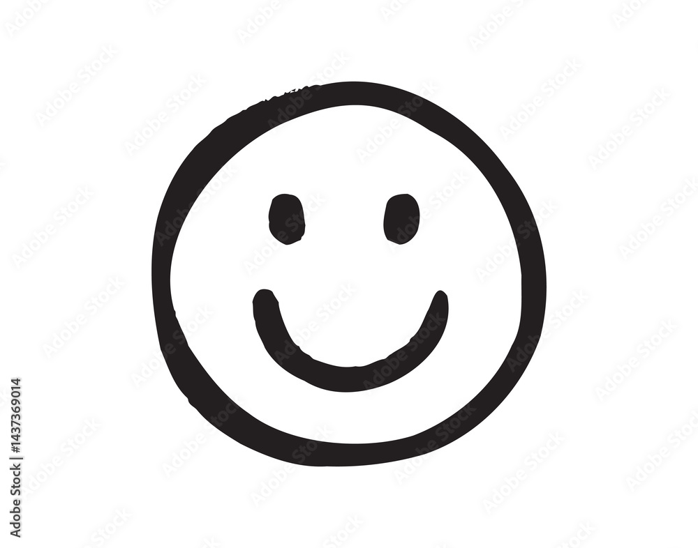 Fototapeta premium Smile face Doodle sketch style icon. Smiling face hand drawn, happy emotion concept.