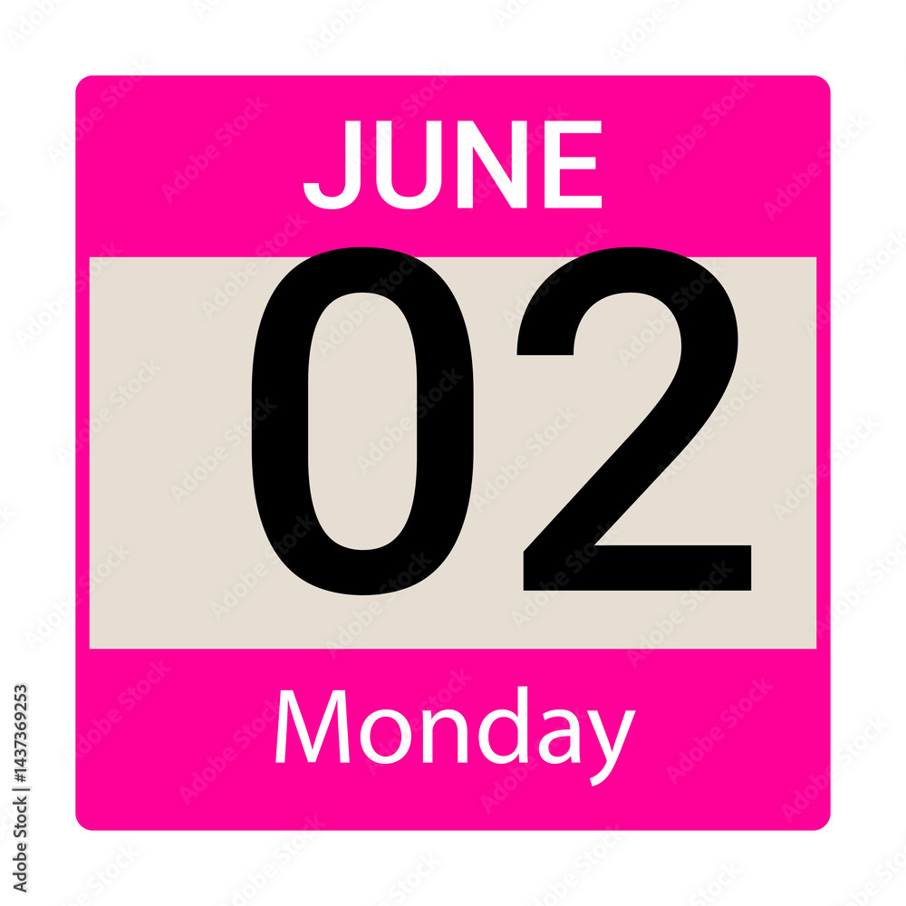 2 June, Monday, Date template, Useful design for calendar or event promotion. Vector illustration EPS 10 file 2 June, Monday, Date template, Useful design for calendar or event promotion. Vector illustration EPS 10 file