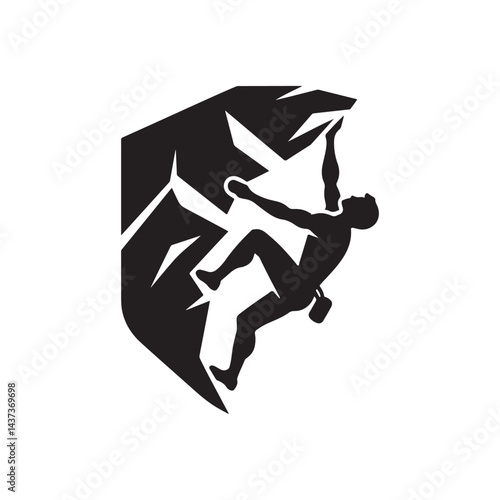 rock climber vector silhouette clip art logo illustration