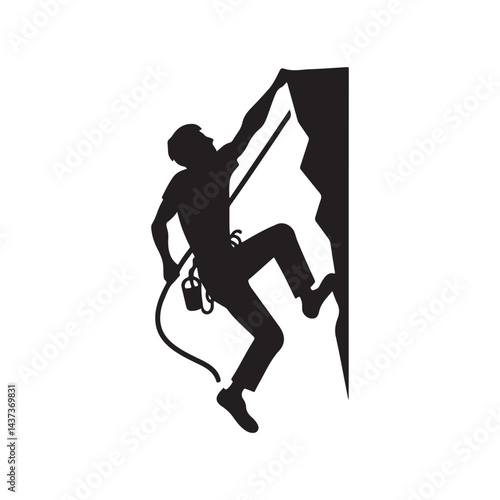rock climber vector silhouette clip art logo illustration