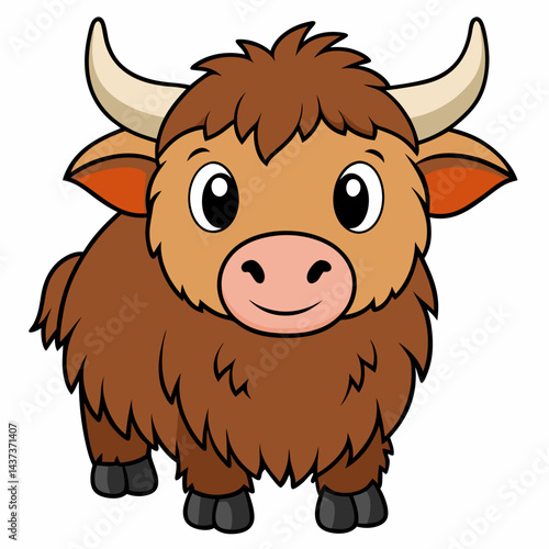 Cute yak cartoon isolated on white background
