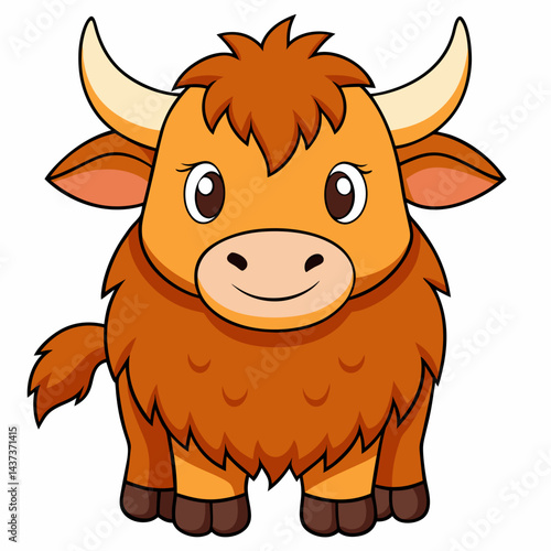 Cute yak cartoon isolated on white background
