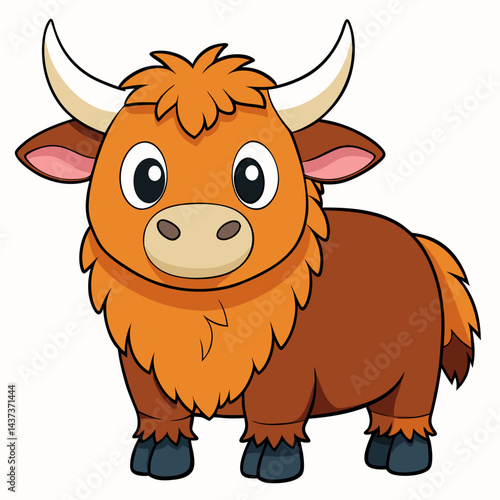 Cute yak cartoon isolated on white background
