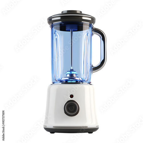 Electric personal blender isolated on pure white, modern minimalist appliance.