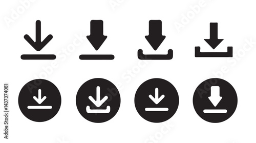 Download button icon set. Arrow download symbols. Save or upload file.download button Collection, Vector illustration eps 10.
