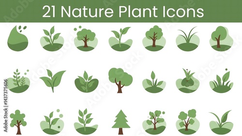 21 Nature Plant Icons Set
