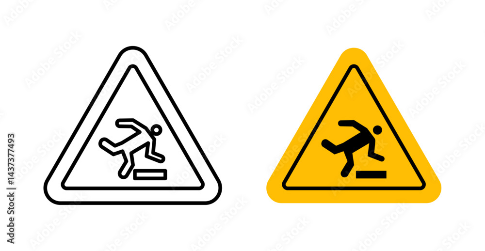 Tripping hazard warning signs and symbol vector design Tripping hazard warning signs and symbol vector design