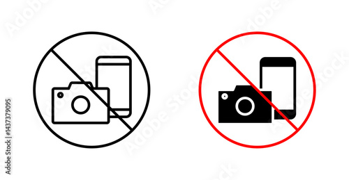 Photo and phone forbidden signs and symbol vector design
