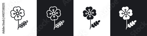 Wild rose icon sign and symbol vector design