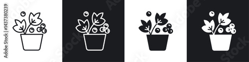 Berry shrubs and vines icon sign and symbol vector design