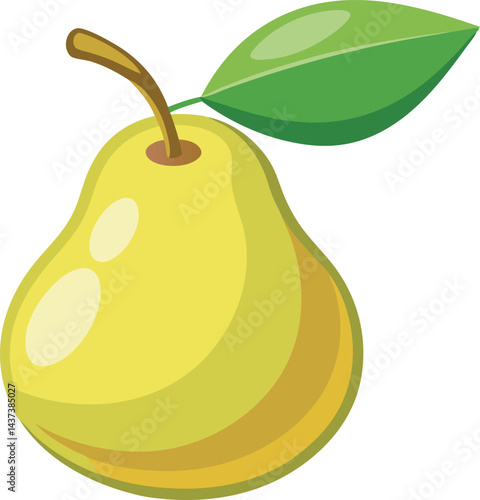 A colorful vector art illustration featuring a ripe pear surrounded by various fresh fruits, perfect for vibrant, healthy lifestyle designs