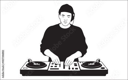 dj in headphones music 