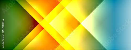 Abstract geometric design. Vibrant gradients blend, creating dynamic diagonal shapes. Colors transition smoothly from green to blue.