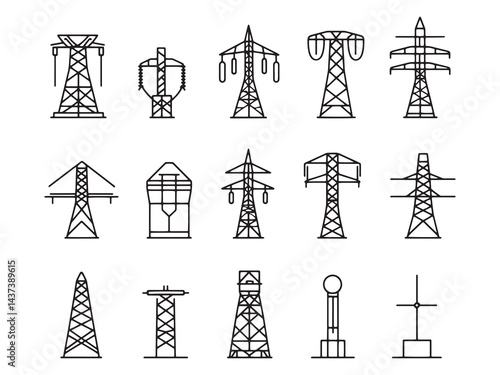 Energy Conservation line art icon environmental protection symbol