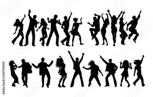 dancing people silhouettes vector collection
