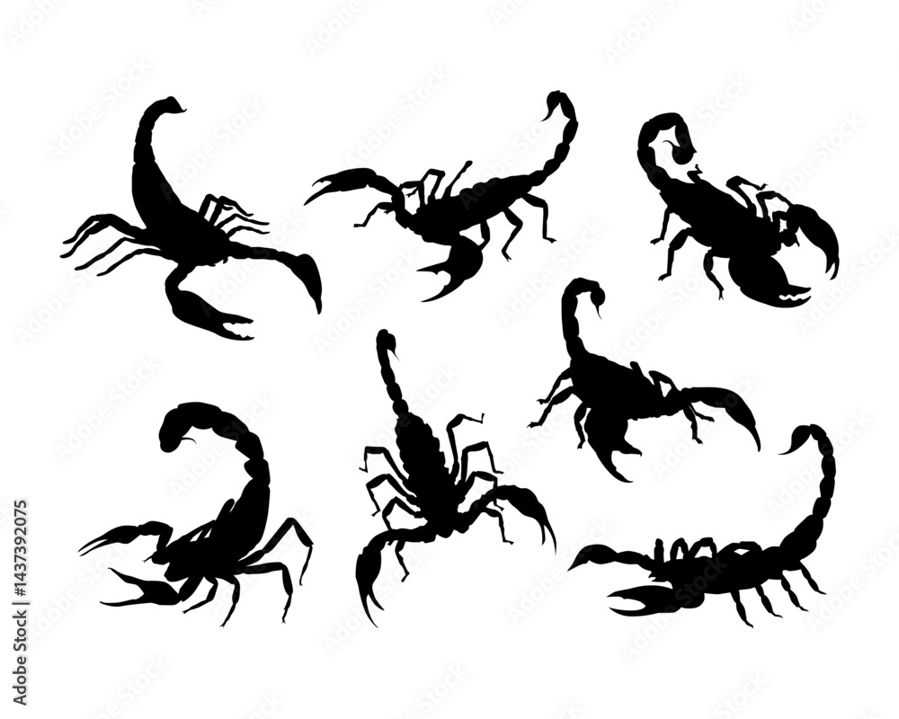 Naklejka premium scorpion silhouette vector collection
