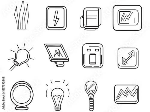 Energy Efficiency line art icon for sustainable living