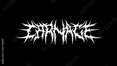Carnage, typography vector in a striking and intense dark metal font style for t-shirt print apparel, sticker, poster, logo and more